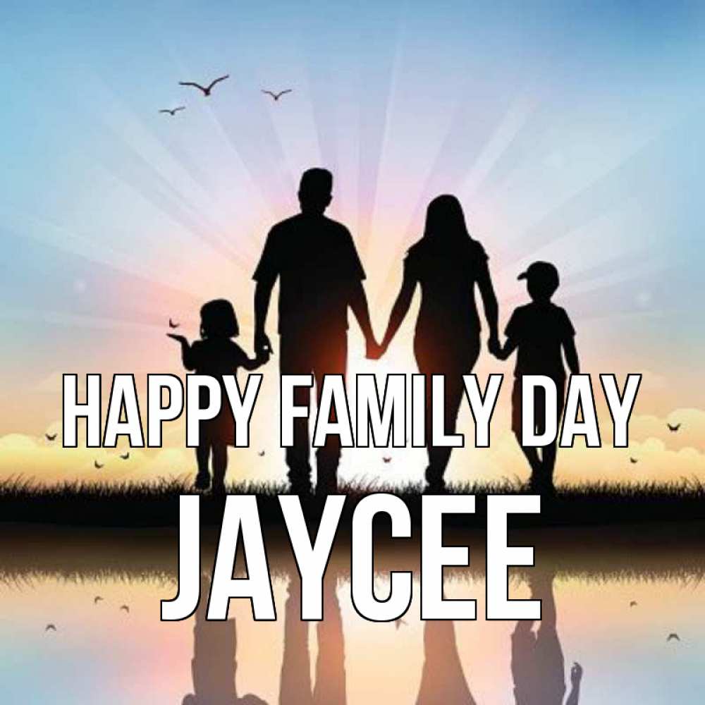 Greetings card с именем, Jaycee happy family day сын, дочка, мама, папа, море , закат Greetings with text for free download 