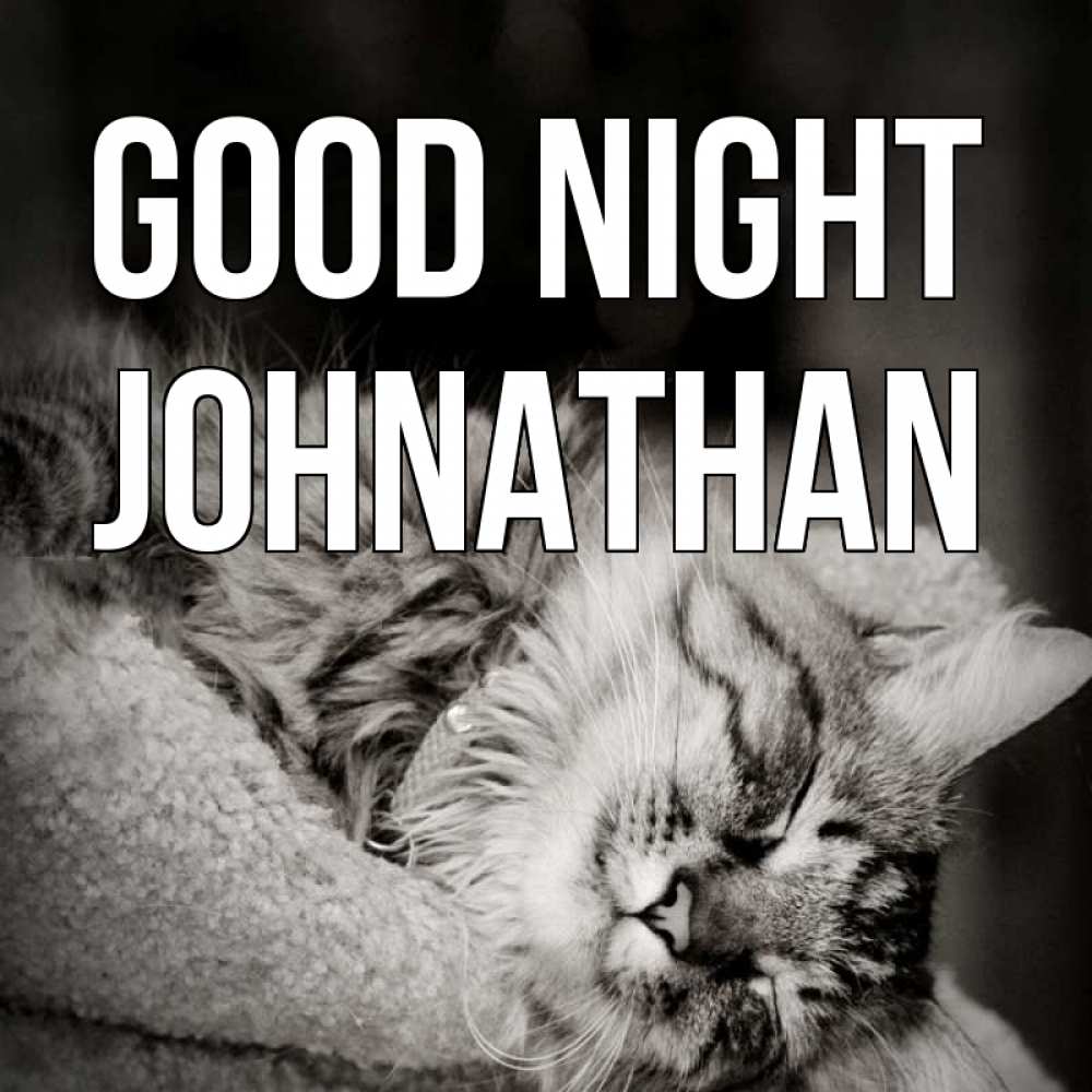 Greetings card с именем, Johnathan Good night котярик пушистый Greetings with text for free download 