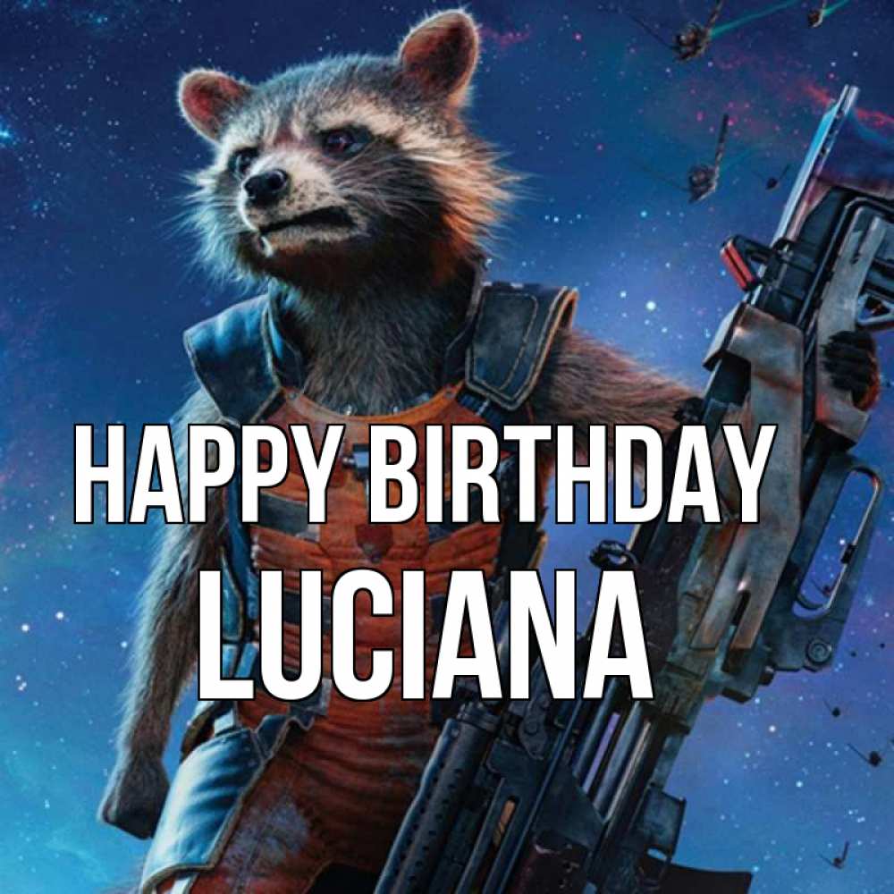 Greetings card с именем, Luciana Happy Birthday реактивный Рокета Greetings with text for free download 