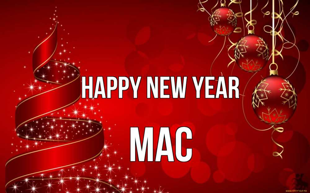 Greetings card с именем, Mac Happy New Year новый год Greetings with text for free download 