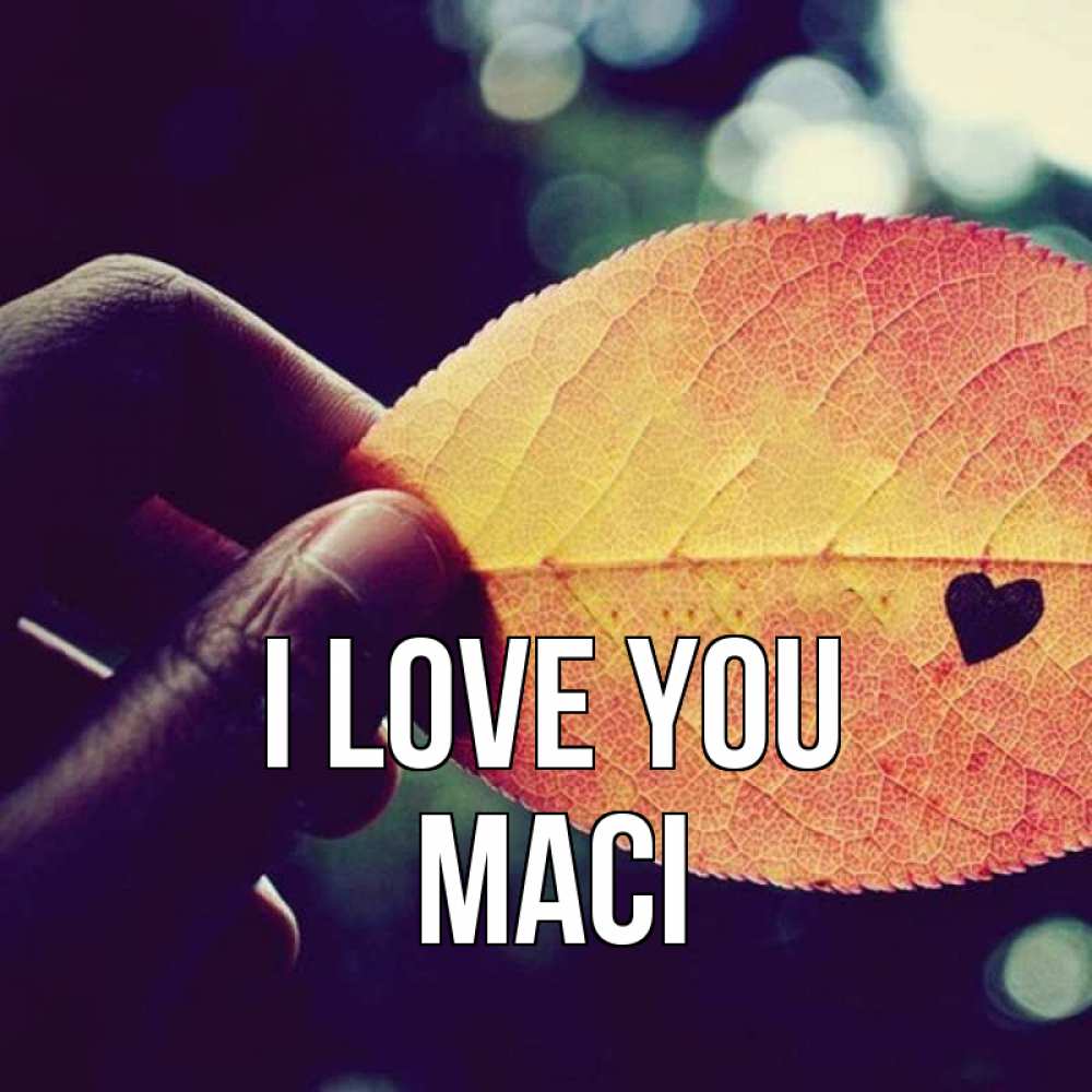 Greetings card с именем, Maci I love you держу лист Greetings with text for free download 