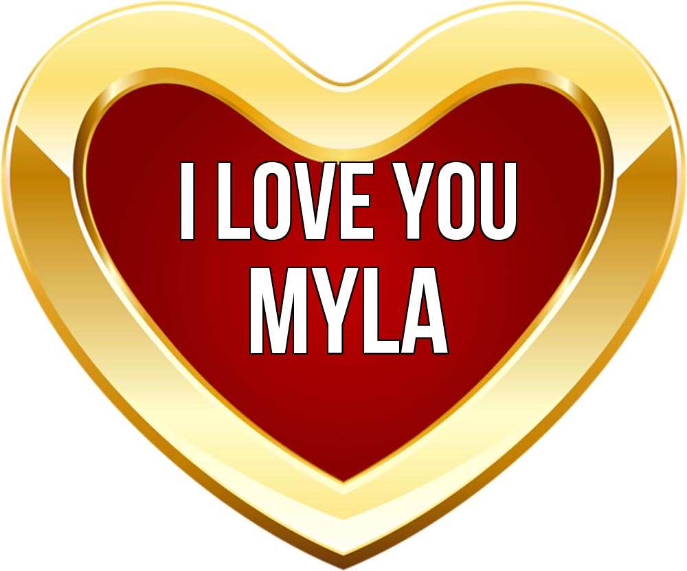 Greetings card с именем, Myla I love you из краски Greetings with text for free download 