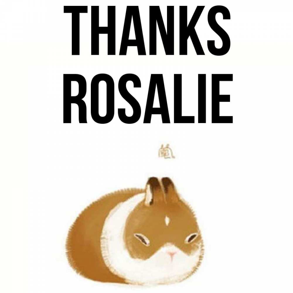 Greetings card с именем, Rosalie Thanks коричнево белый домашний питомец Greetings with text for free download 