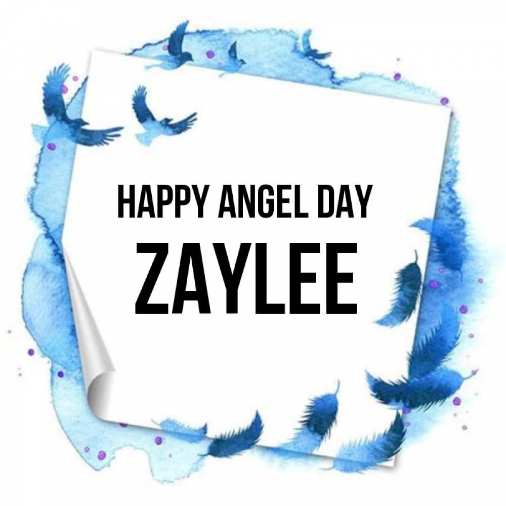 Greetings card с именем, Zaylee happy angel day красивые птицы летят Greetings with text for free download 