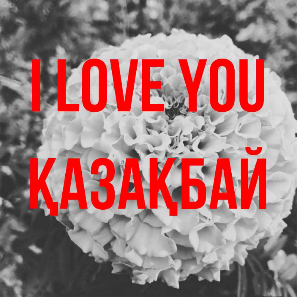 Greetings card с именем, Қазақбай I love you подпись Greetings with text for free download 