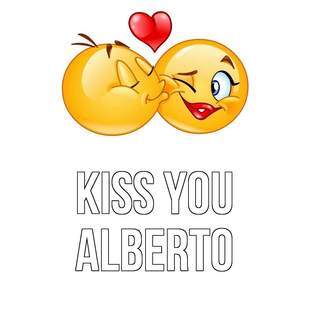 Greetings card с именем, Alberto Kiss you губы и белые зубы Greetings with text for free download 