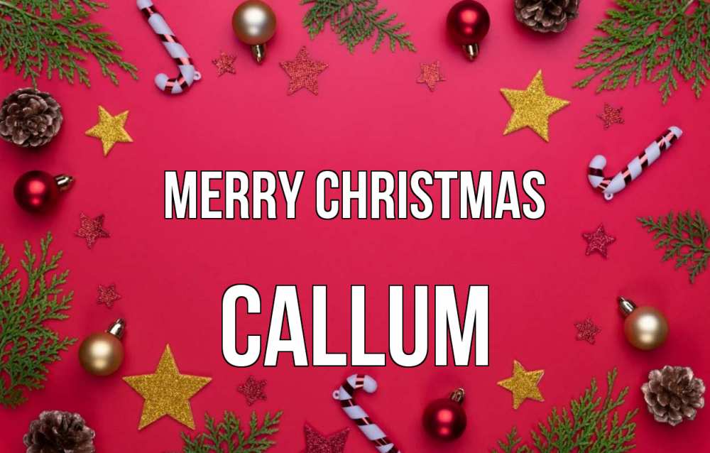 Greetings card с именем, Callum Merry Christmas с рождеством Greetings with text for free download 