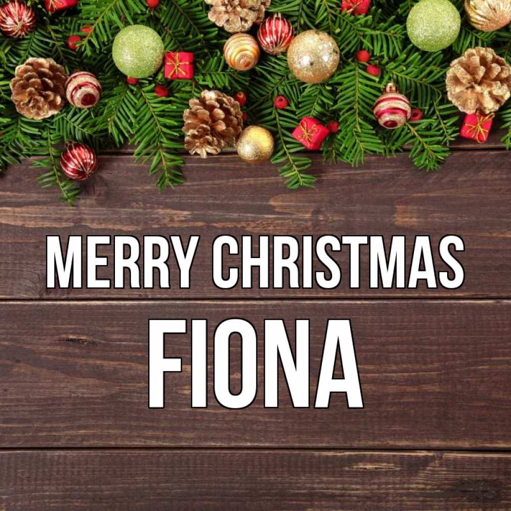 Greetings card с именем, Fiona Merry Christmas с рождеством Greetings with text for free download 