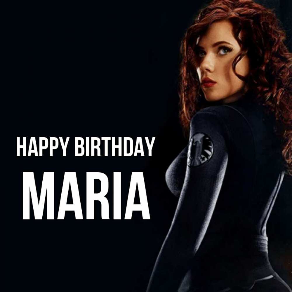 Greetings card с именем, Maria Happy Birthday Марвел черная вдова Greetings with text for free download 