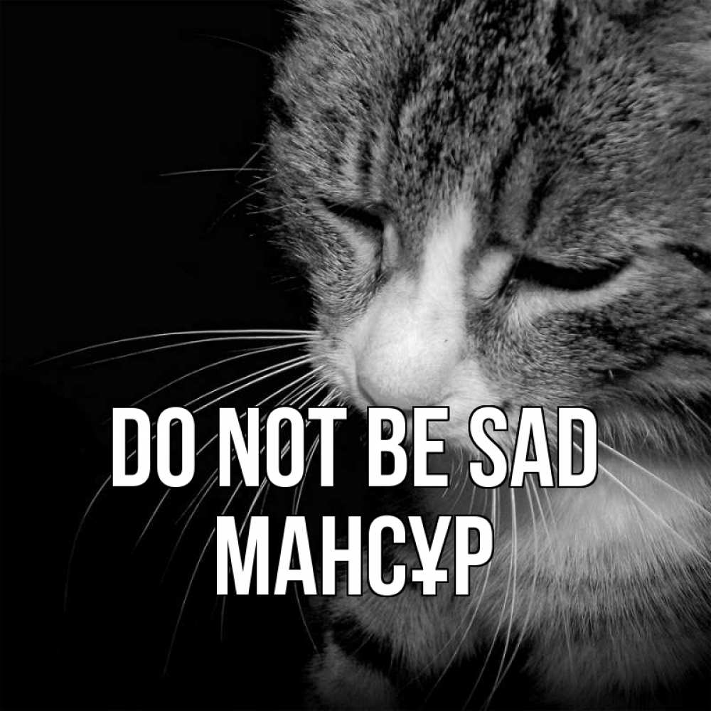 Greetings card с именем, МАНСҰР Do not be sad грустный котик Greetings with text for free download 
