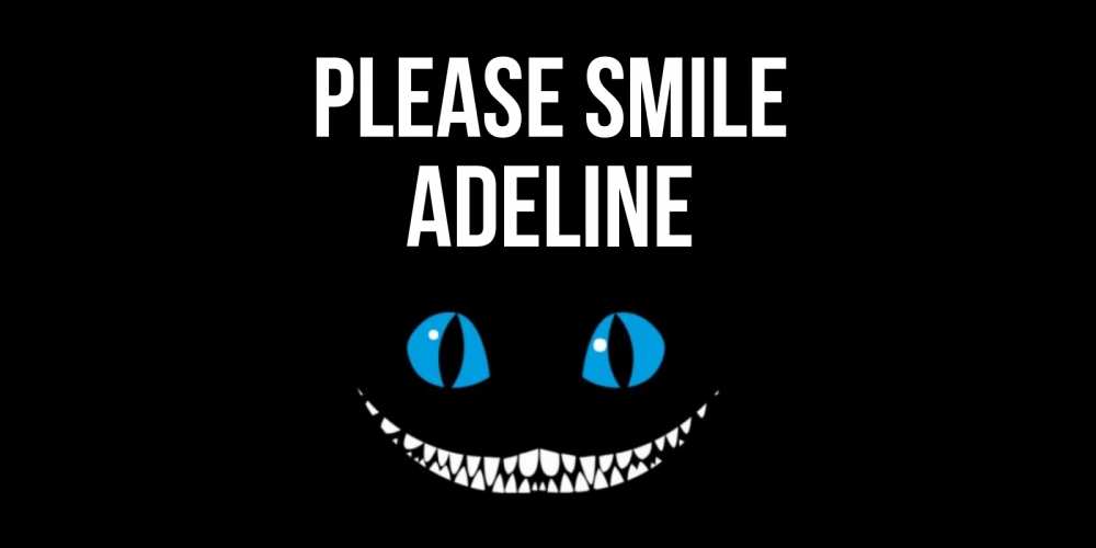 Greetings card с именем, Adeline Please smile кот улыбается Greetings with text for free download 