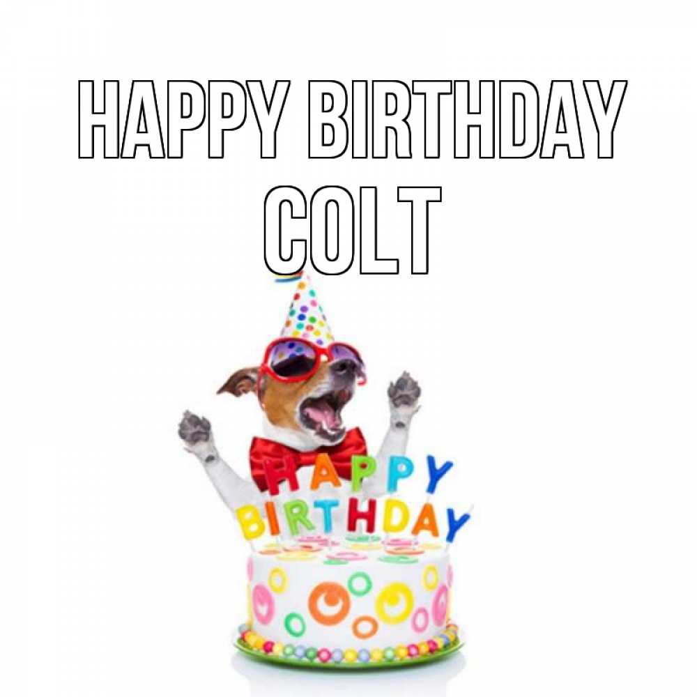 Greetings card с именем, Colt Happy Birthday тортик Greetings with text for free download 