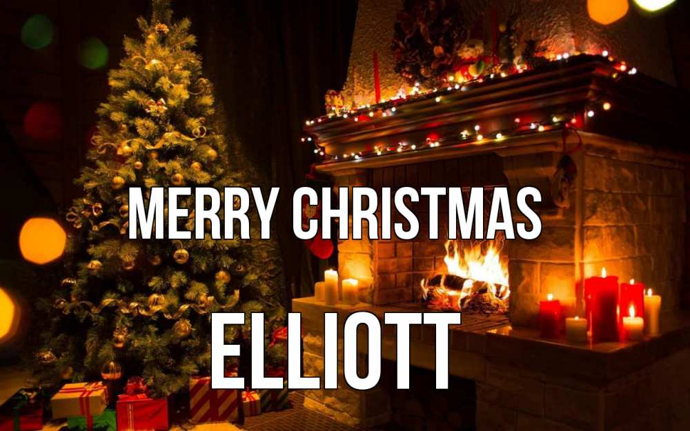 Greetings card с именем, Elliott Merry Christmas новый год Greetings with text for free download 