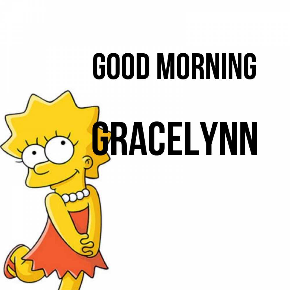 Greetings card с именем, Gracelynn Good morning в платье и ожерелье Greetings with text for free download 