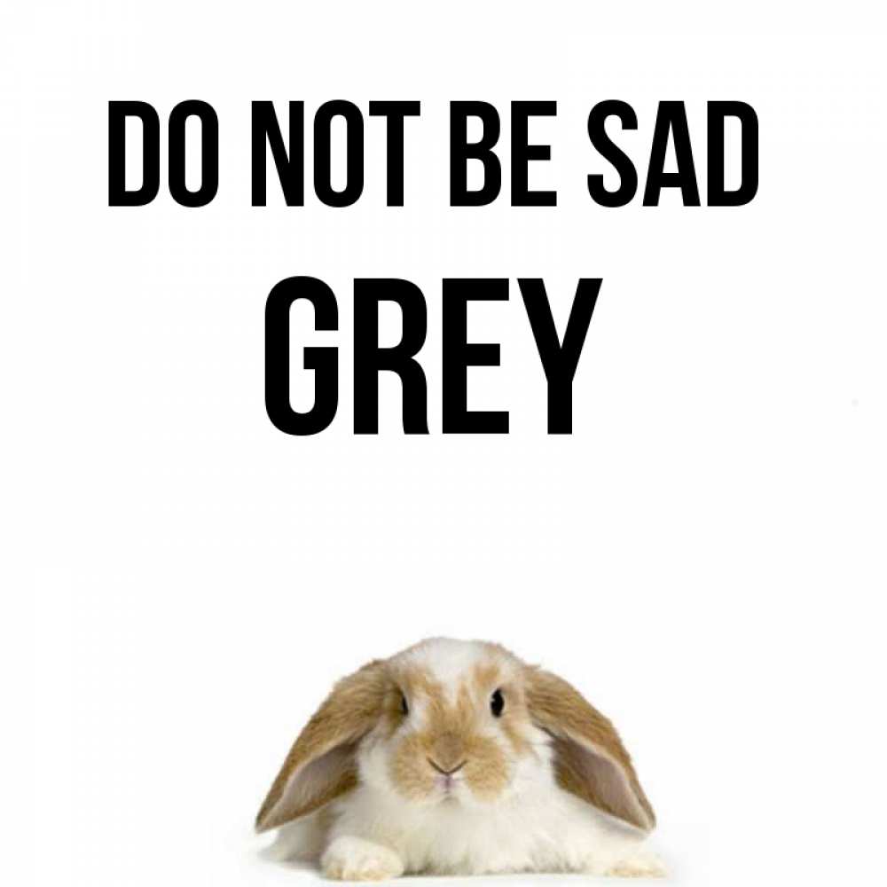 Greetings card с именем, Grey Do not be sad коричнево белый заяц с большими ушками Greetings with text for free download 