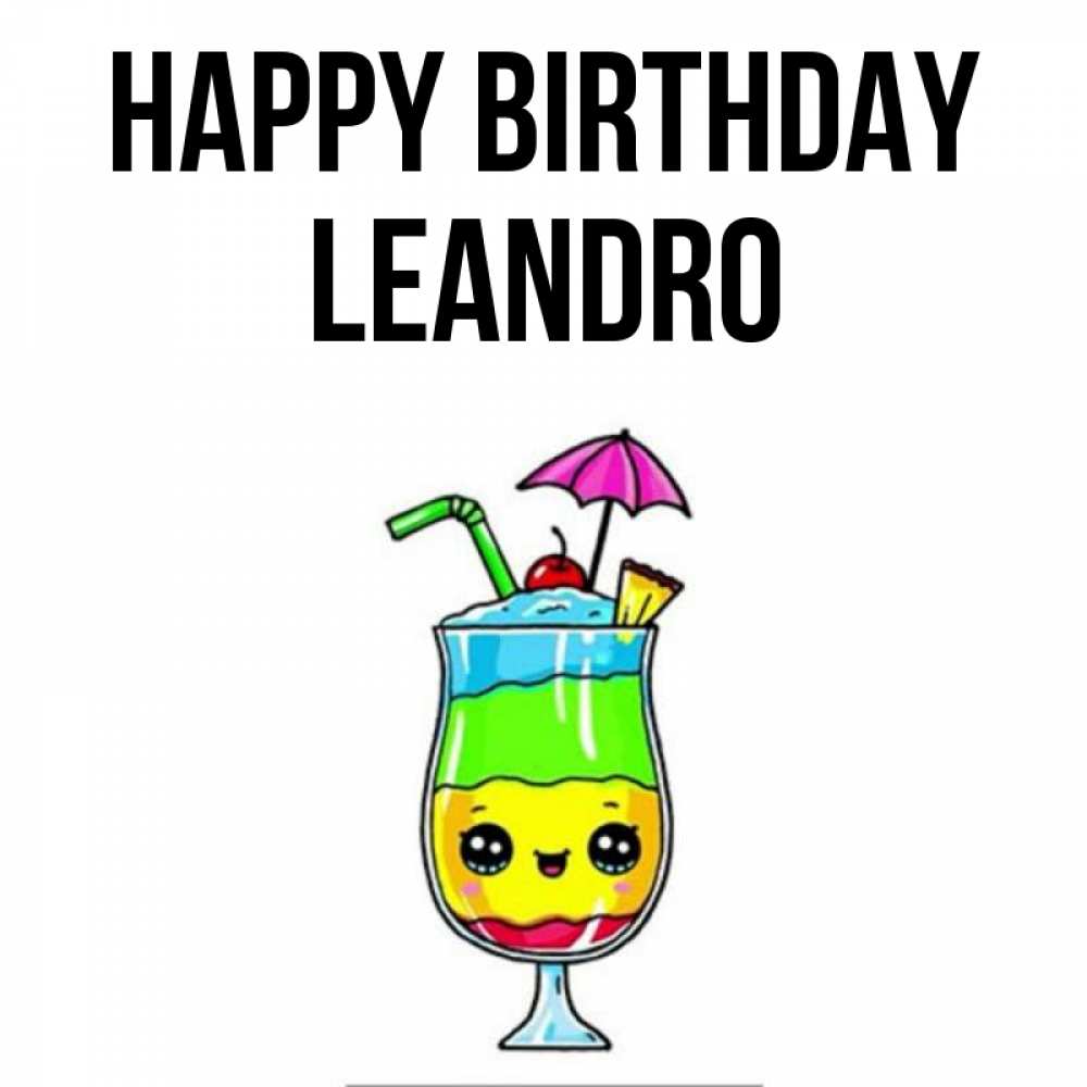 Greetings card с именем, Leandro Happy Birthday с зонтиком Greetings with text for free download 