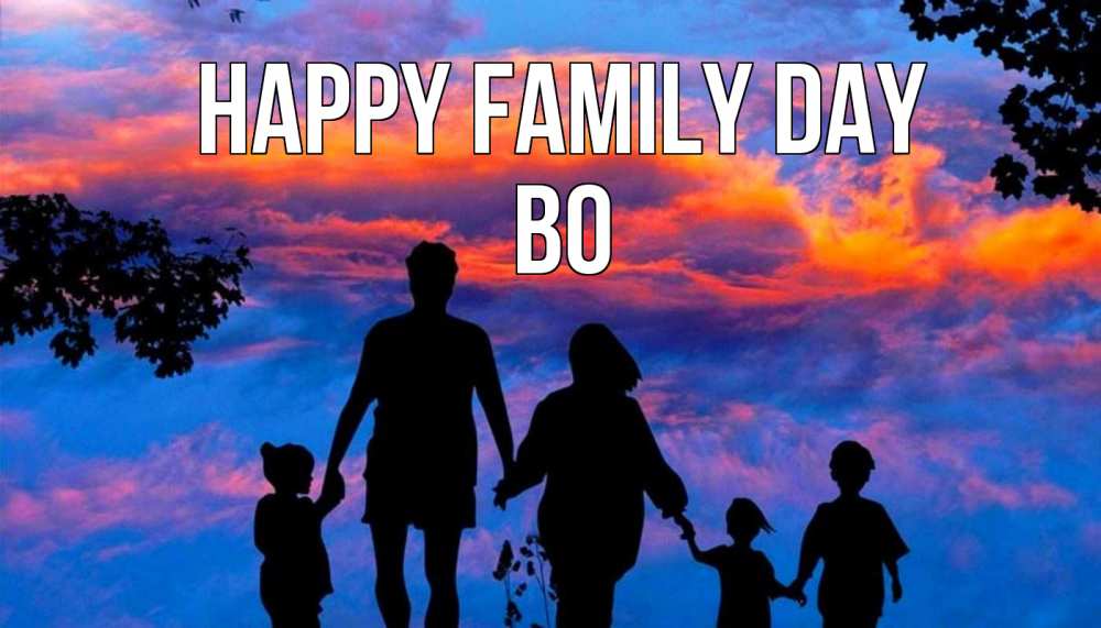 Greetings card с именем, Bo happy family day семья Greetings with text for free download 