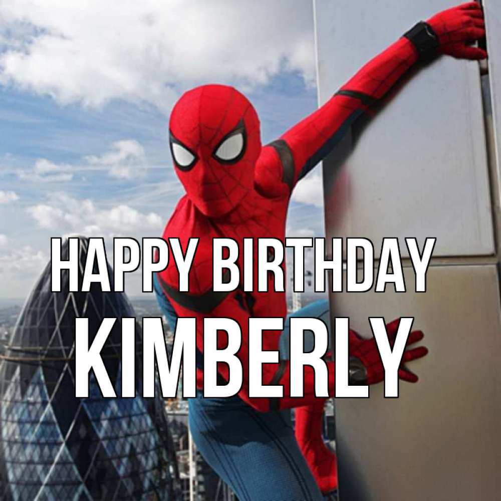 Greetings card с именем, Kimberly Happy Birthday Марвел Greetings with text for free download 