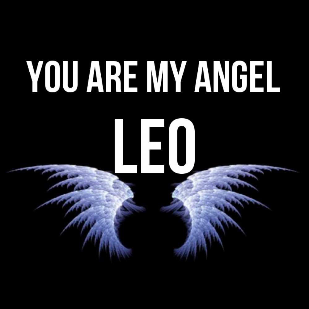 Greetings card с именем, Leo You are my angel ангельские крылья на черном фоне Greetings with text for free download 