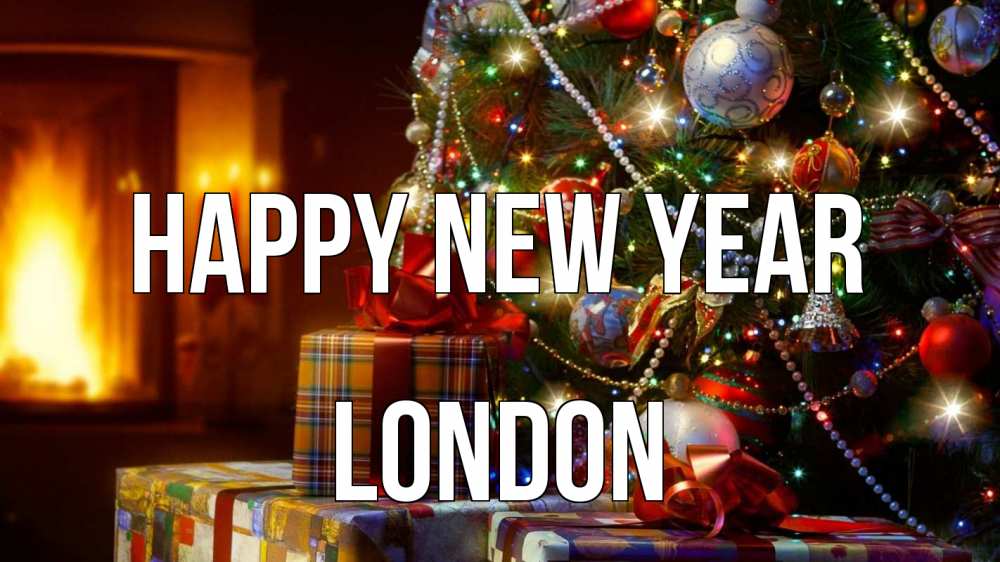 Greetings card с именем, London Happy New Year елка, новый год Greetings with text for free download 