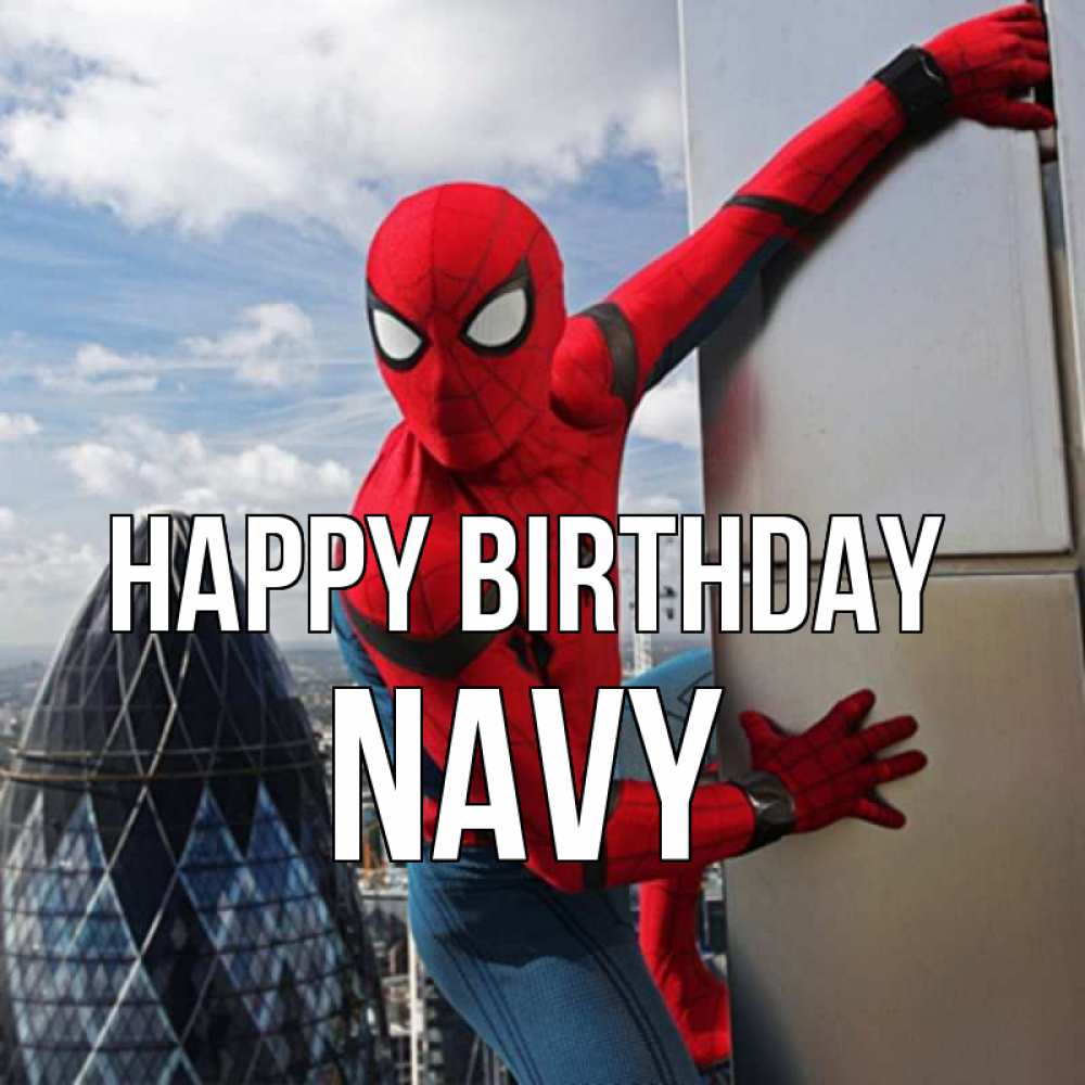 Greetings card с именем, Navy Happy Birthday Марвел Greetings with text for free download 