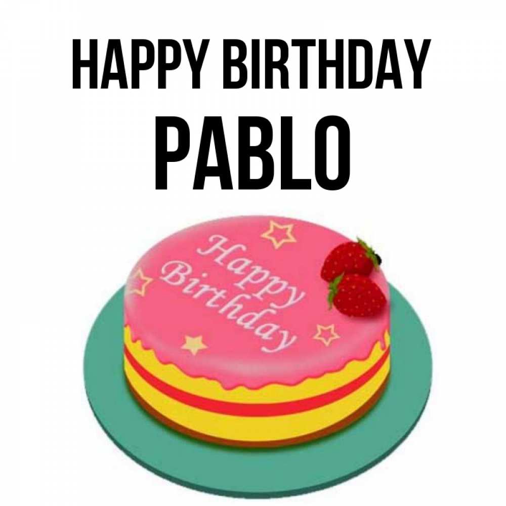 Greetings card с именем, Pablo Happy Birthday торт, клубника, днюха Greetings with text for free download 