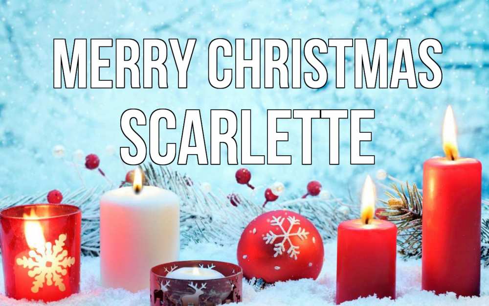 Greetings card с именем, Scarlette Merry Christmas с рождеством Greetings with text for free download 