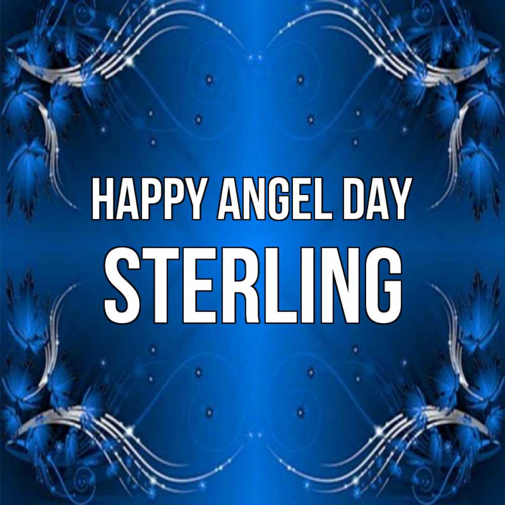 Greetings card с именем, Sterling happy angel day красивая рамочка с узорами Greetings with text for free download 