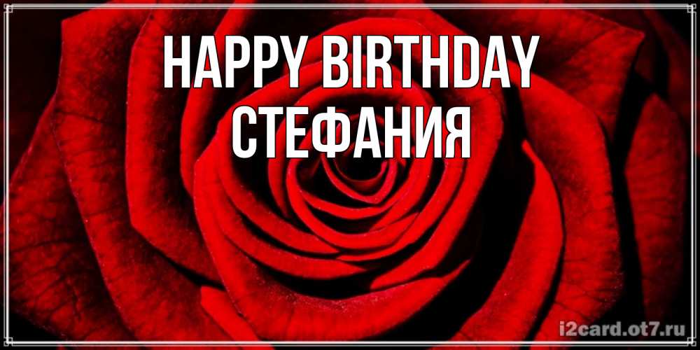 Greetings card с именем, Стефания Happy Birthday алая роза Greetings with text for free download 