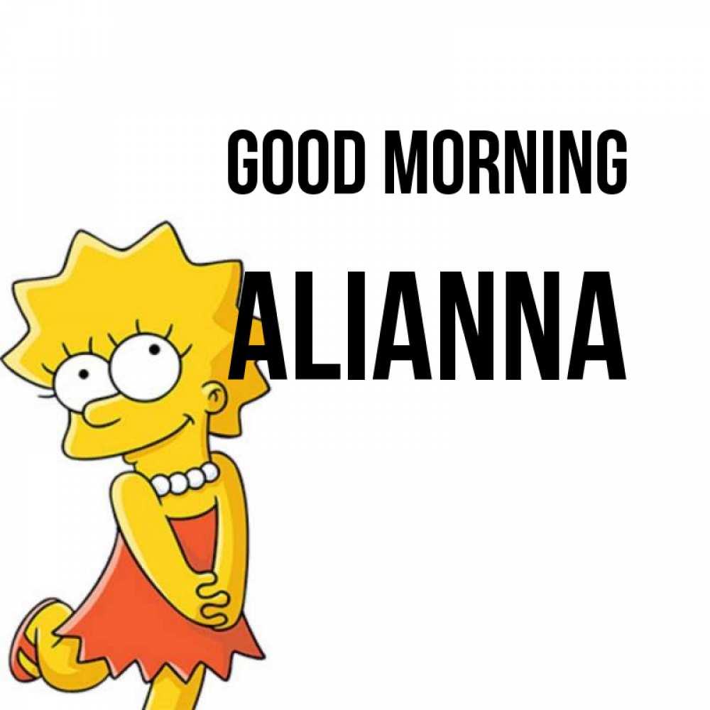 Greetings card с именем, Alianna Good morning в платье и ожерелье Greetings with text for free download 