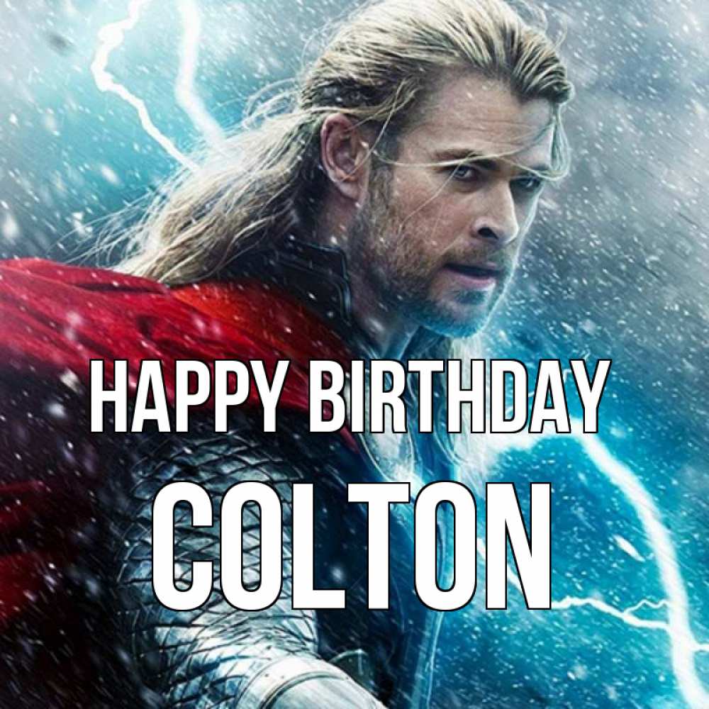 Greetings card с именем, Colton Happy Birthday марвел боги Greetings with text for free download 