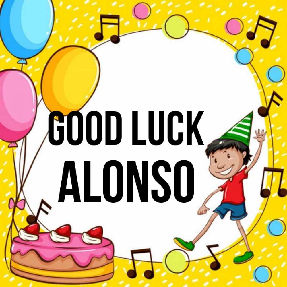 Greetings card с именем, Alonso Good luck открытка 1 Greetings with text for free download 