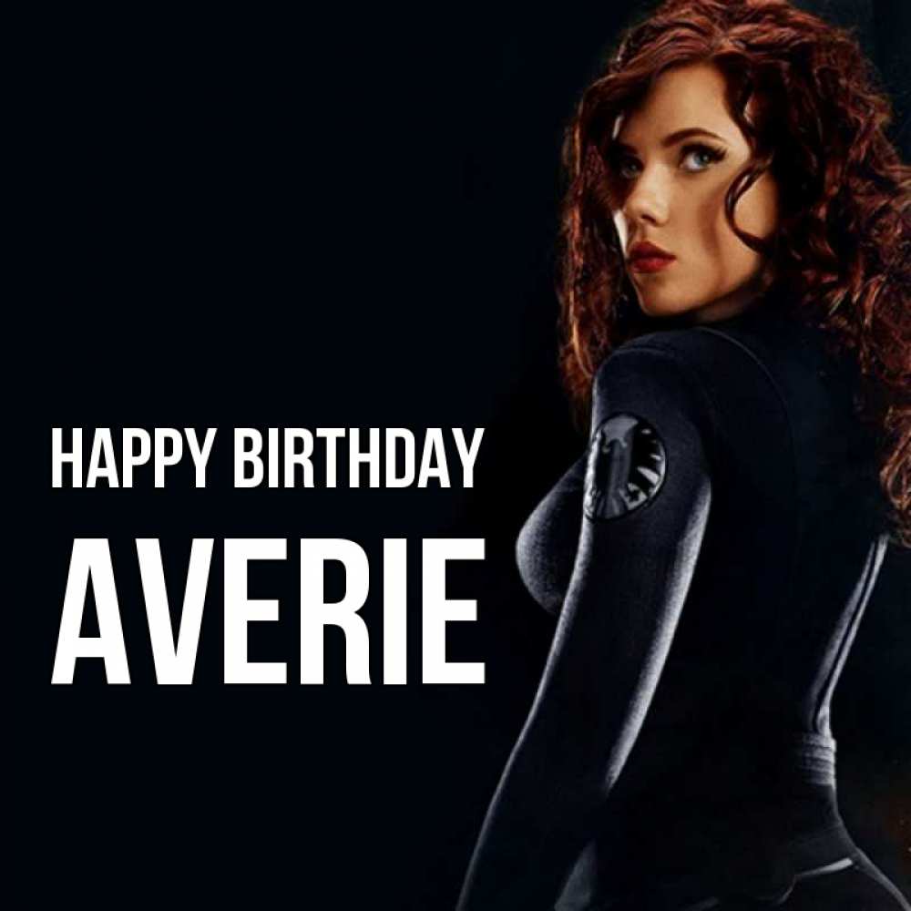 Greetings card с именем, Averie Happy Birthday Марвел черная вдова Greetings with text for free download 