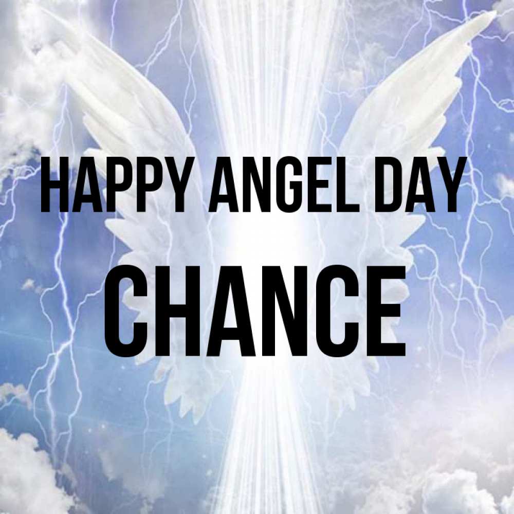 Greetings card с именем, Chance happy angel day молнии на небе и свет Greetings with text for free download 