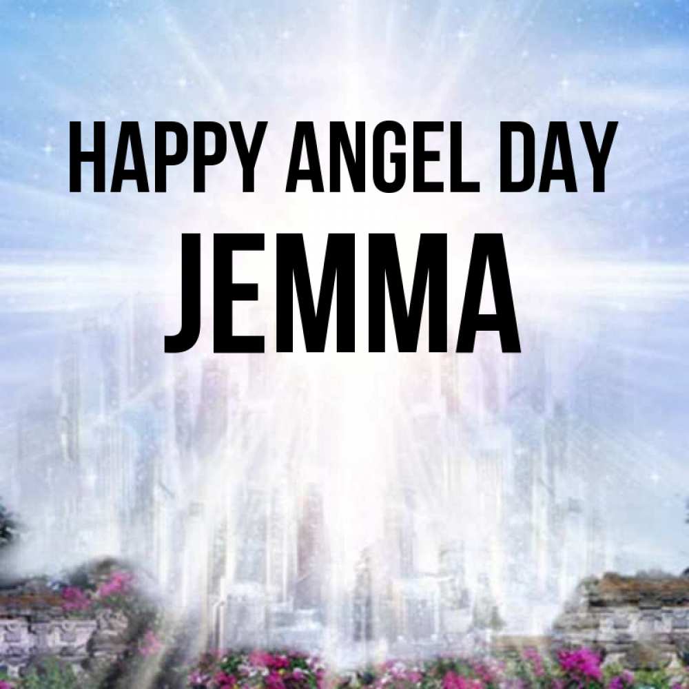 Greetings card с именем, Jemma happy angel day небесный свет Greetings with text for free download 