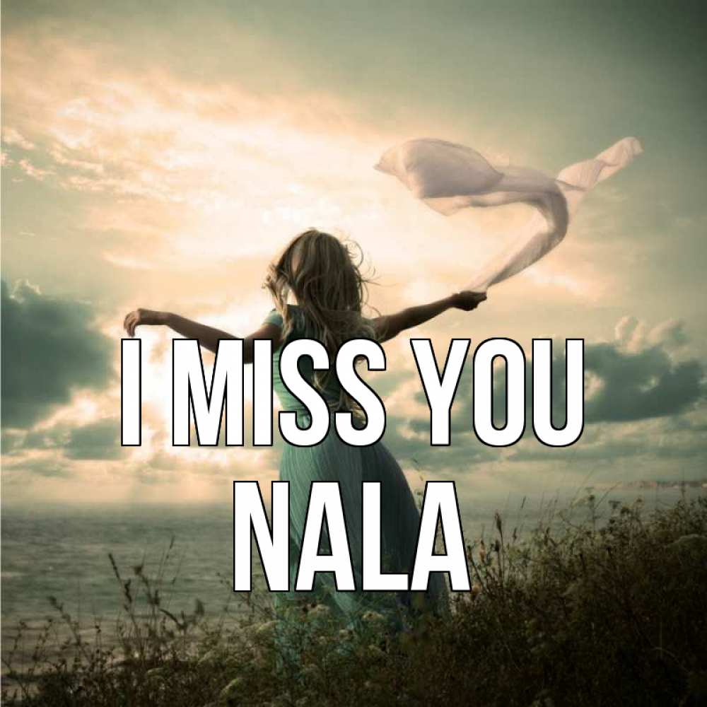 Greetings card с именем, Nala I miss you белый флаг Greetings with text for free download 