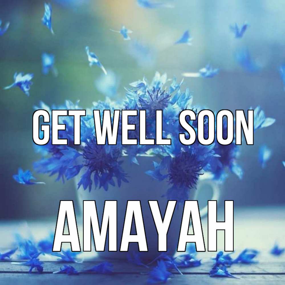 Greetings card с именем, Amayah Get well soon кружка с зельем и цветами Greetings with text for free download 