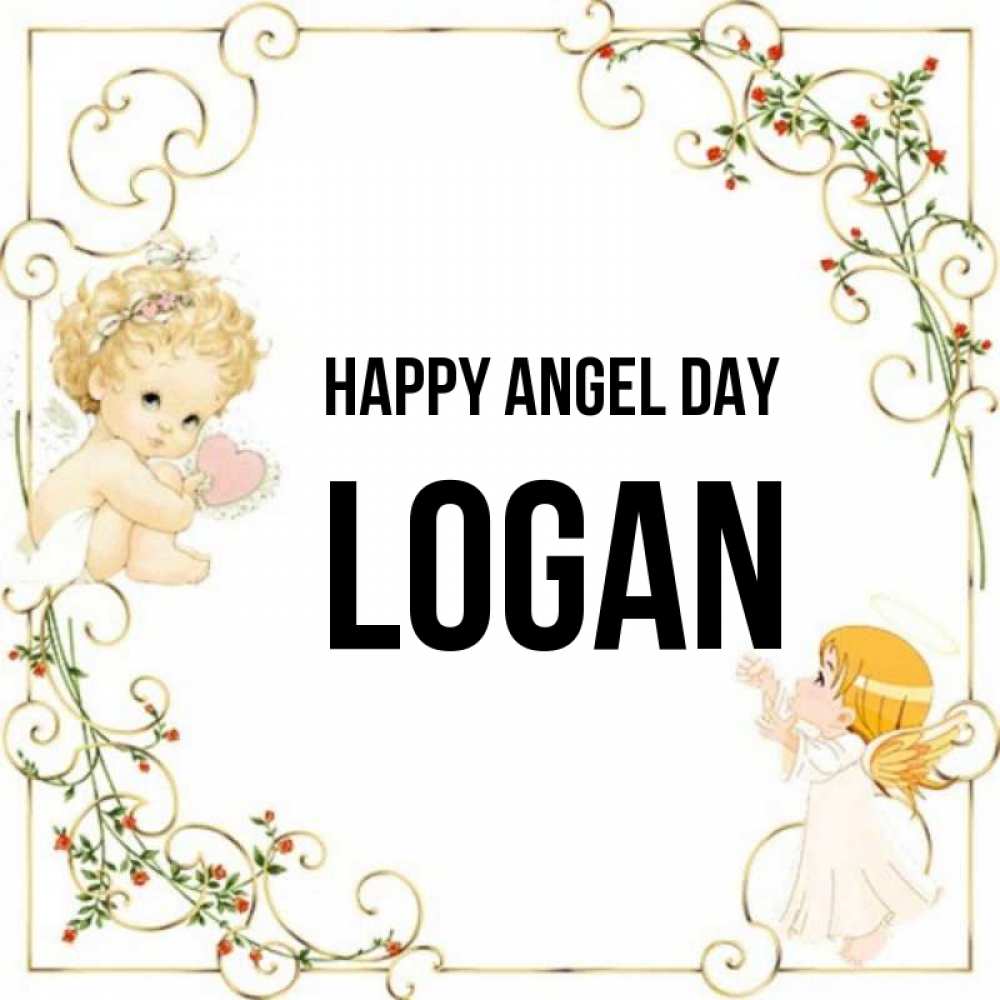 Greetings card с именем, Logan happy angel day ангелы желают прекрасных именин Greetings with text for free download 