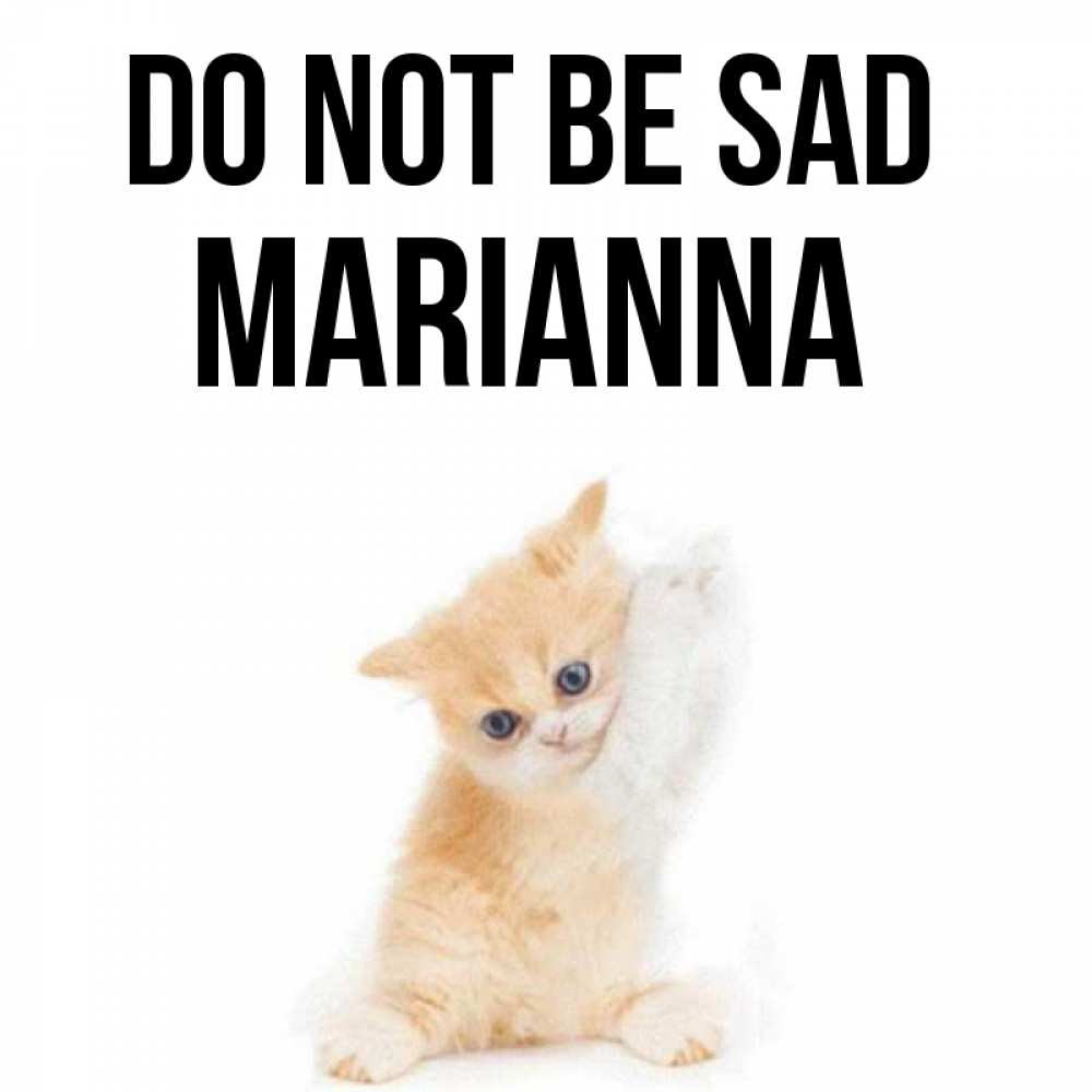 Greetings card с именем, Marianna Do not be sad просящий кот Greetings with text for free download 