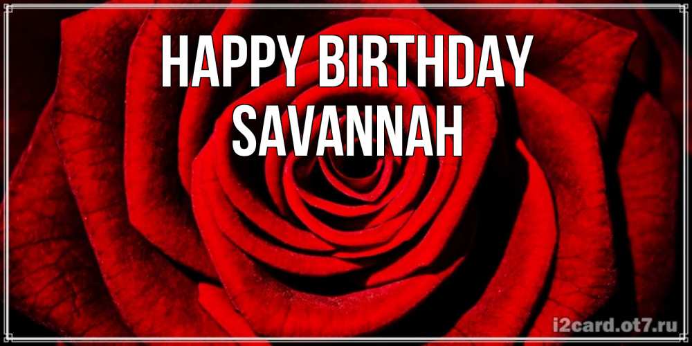 Greetings card с именем, Savannah Happy Birthday алая роза Greetings with text for free download 