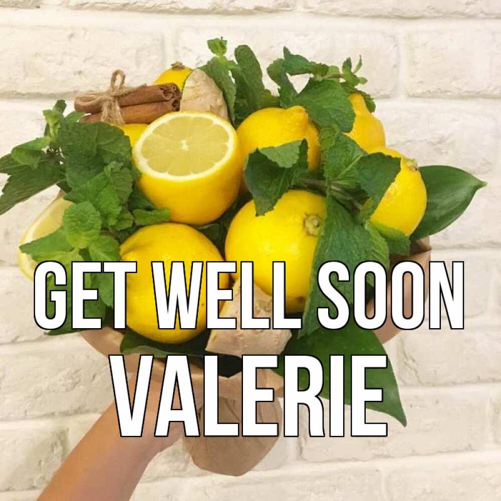 Greetings card с именем, Valerie Get well soon витамины Greetings with text for free download 