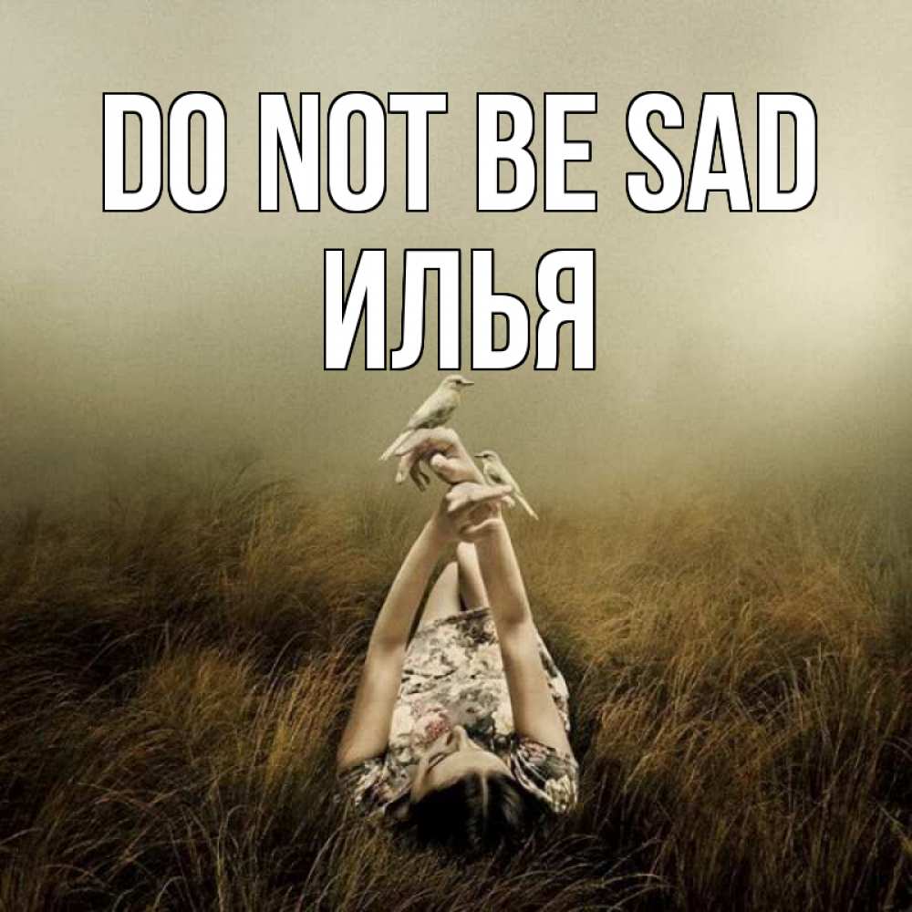 Greetings card с именем, Илья Do not be sad поле и туман Greetings with text for free download 