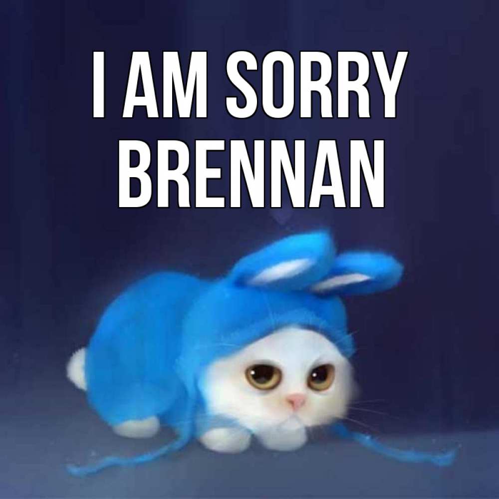 Greetings card с именем, Brennan I am sorry невинный котозай просит прощения Greetings with text for free download 