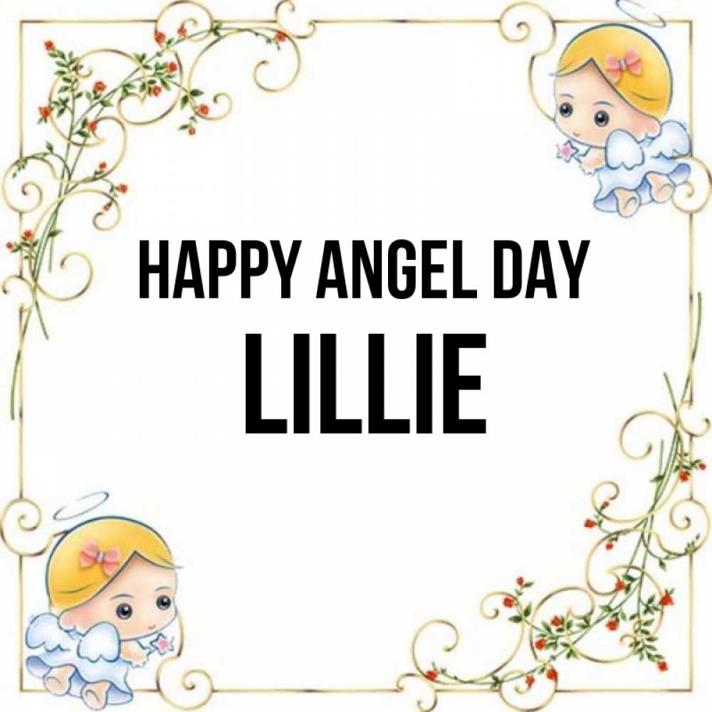 Greetings card с именем, Lillie happy angel day девочки ангелы Greetings with text for free download 