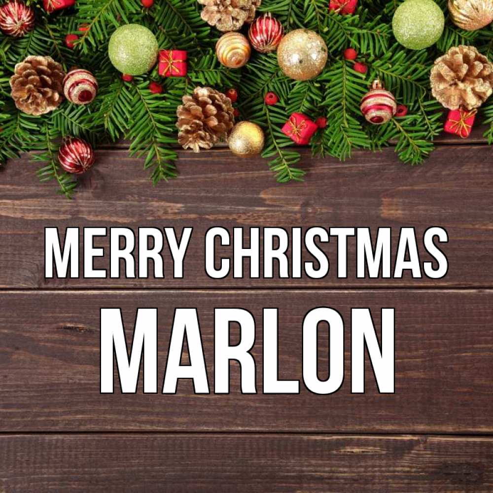 Greetings card с именем, Marlon Merry Christmas с рождеством Greetings with text for free download 