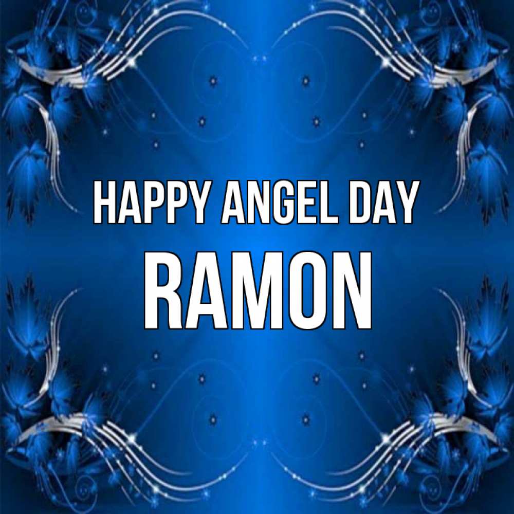 Greetings card с именем, Ramon happy angel day красивая рамочка с узорами Greetings with text for free download 
