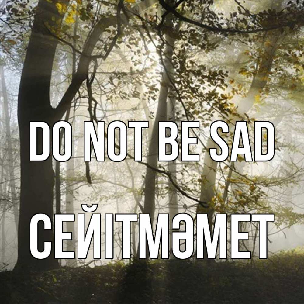 Greetings card с именем, СЕЙІТМӘМЕТ Do not be sad лес и свет Greetings with text for free download 