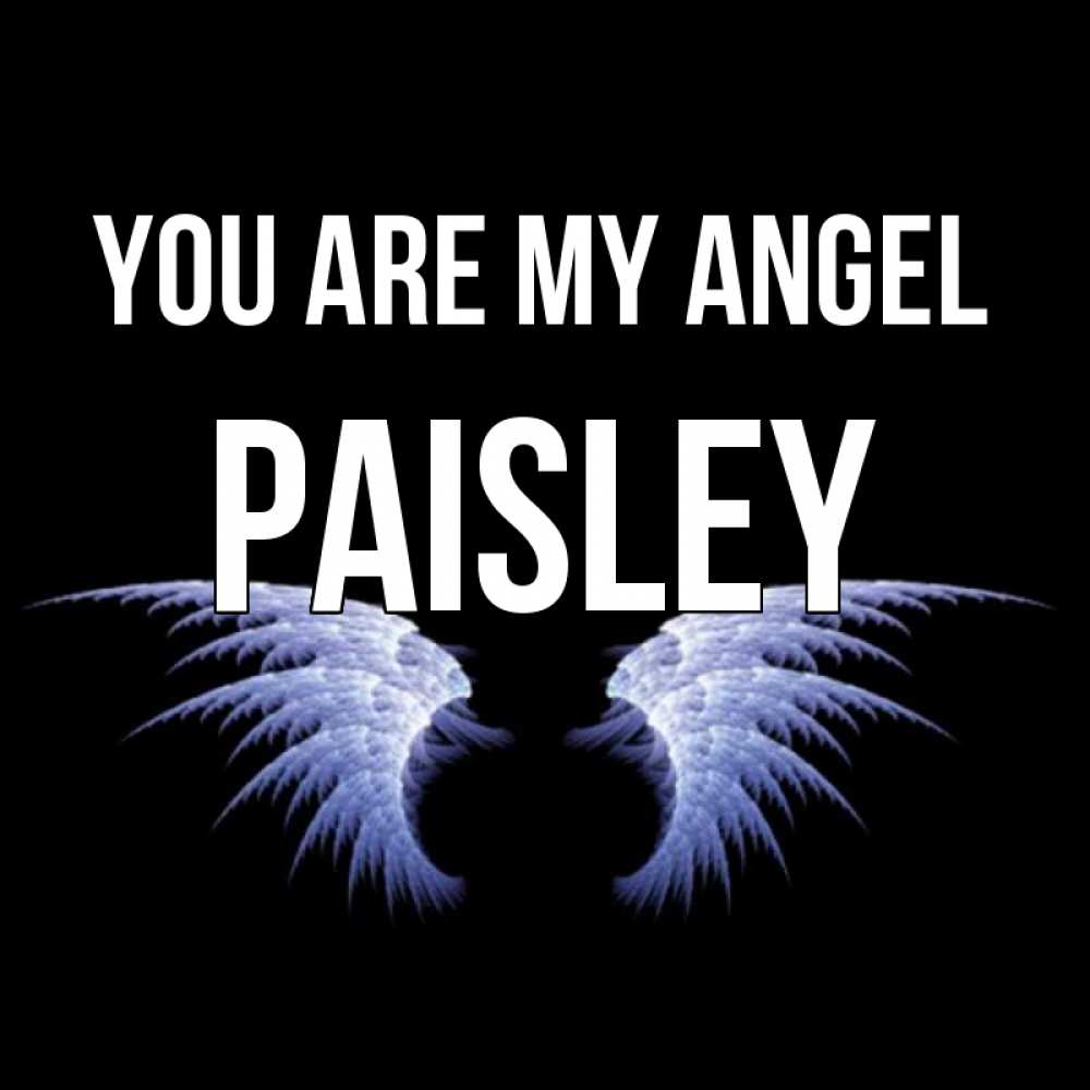 Greetings card с именем, Paisley You are my angel ангельские крылья на черном фоне Greetings with text for free download 