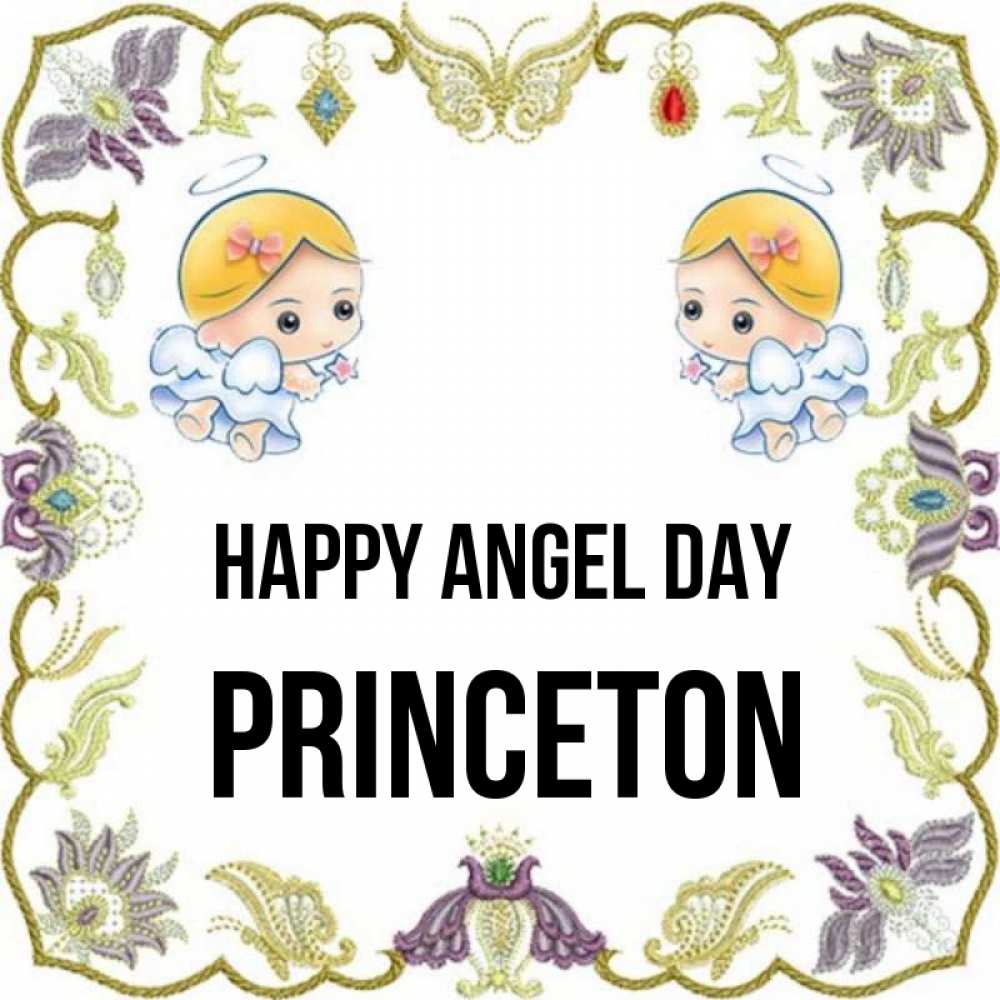 Greetings card с именем, Princeton happy angel day маленькие ангелы с крылышками Greetings with text for free download 