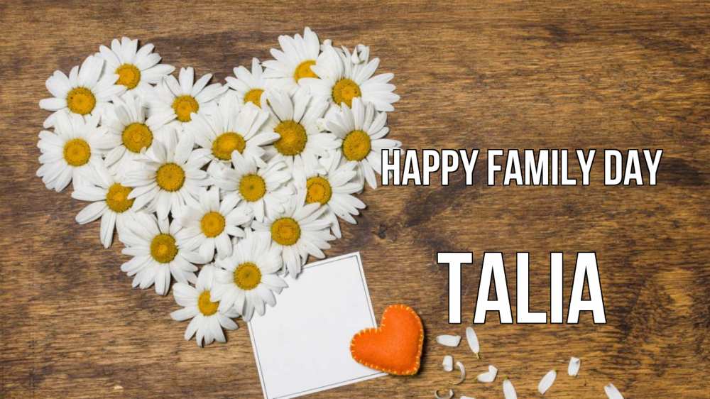 Greetings card с именем, Talia happy family day с днем семьи Greetings with text for free download 